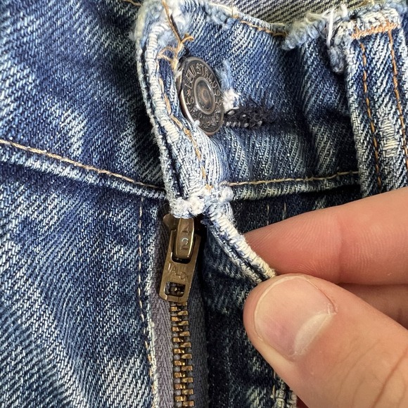 VTG 70s Mens Levi's 505-0217 Blue Jeans 32x34 Single Stitch #5 Btn Talon Repairs - Picture 12 of 16